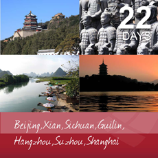 Beijng, Xian, Guilin, Hangzhou, Suzhou and Shanghai, 22 days